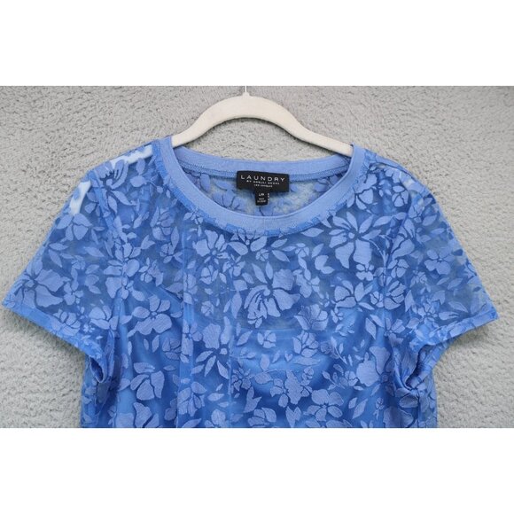 Laundry by Shelli Segal Mesh Overlay Floral Top-Large-Whimsigoth - Picture 5 of 10